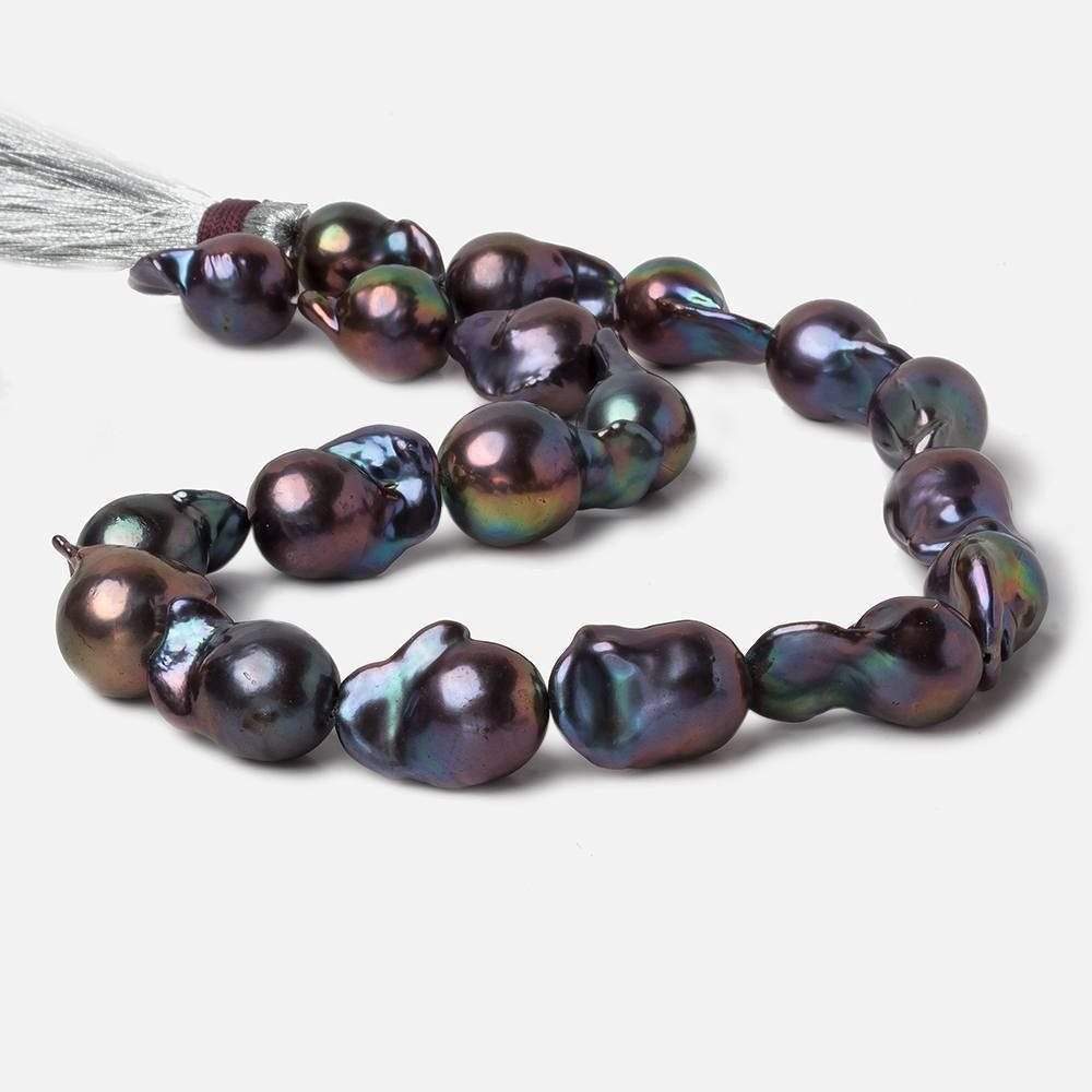 18x13-24x15mm Peacock Ultra Baroque Freshwater Pearl 16 inch 19 pieces A