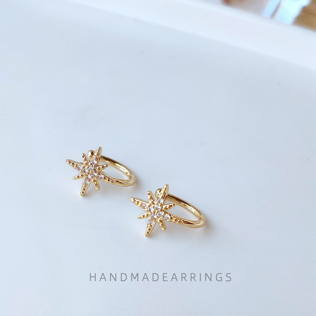 Micro Inlaid Zircon Gold Plated Korean Style Personality Ear Clip