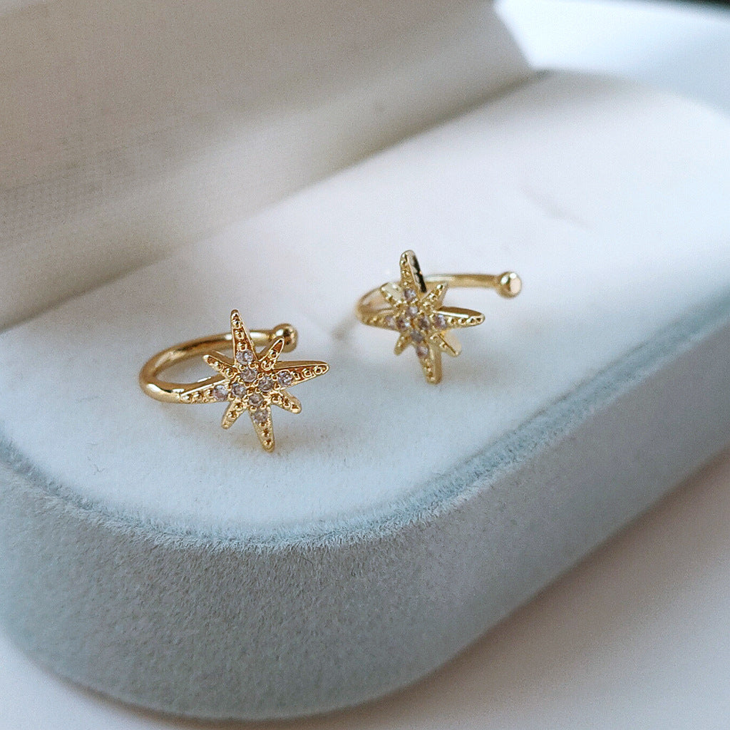 Micro Inlaid Zircon Gold Plated Korean Style Personality Ear Clip