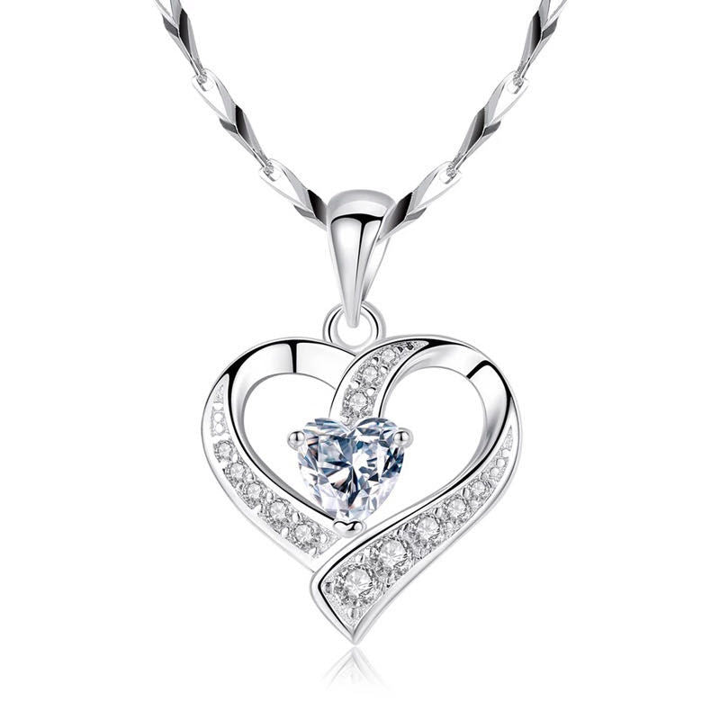 Heart-to-heart Heart-shaped Diamond Clavicle Chain Starry Pendant