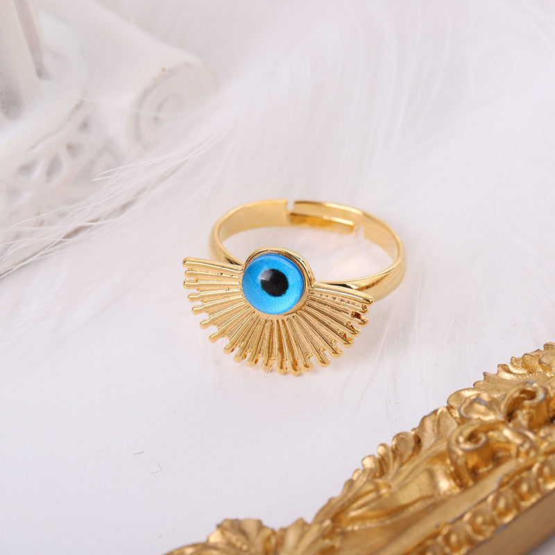 Evil Eye Fan Pendant Necklace Jewelry Set