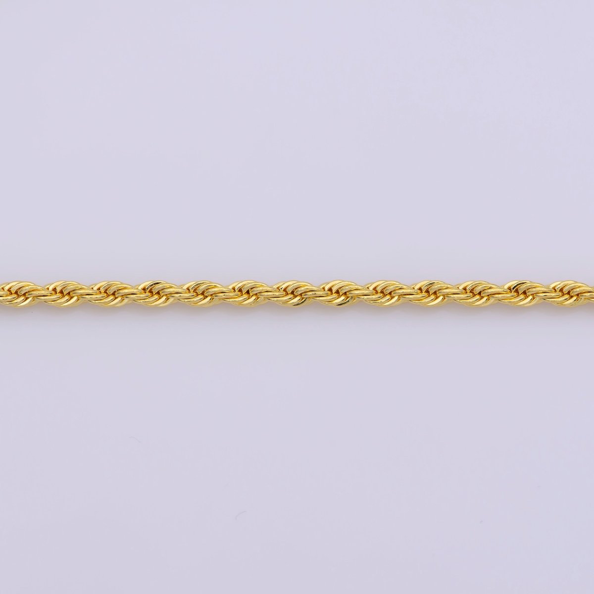 19.6 inch Rope Chain Necklace, 24K Gold Plated Finished Chain For Jewelry Making, Dainty 2mm Rope Necklace w/ Lobster Clasps | CN-600