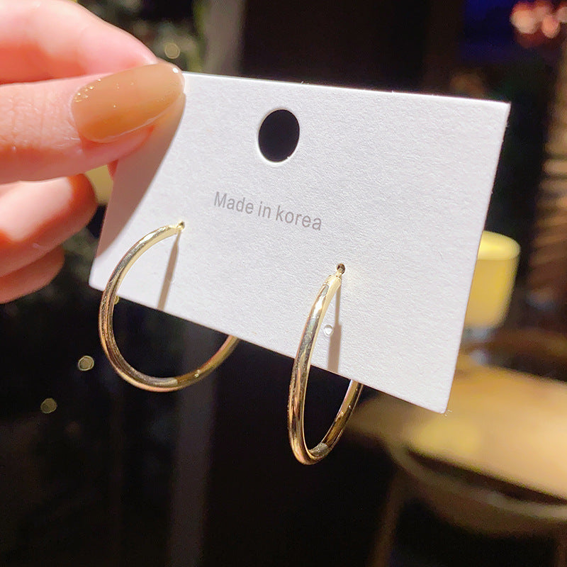 Sier Needle High-key Dignified Large Circle Rings