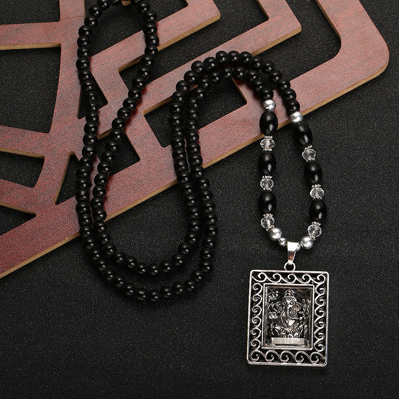 Ethnic Style Thailand Long Amulet Auspicious Elephant Necklace