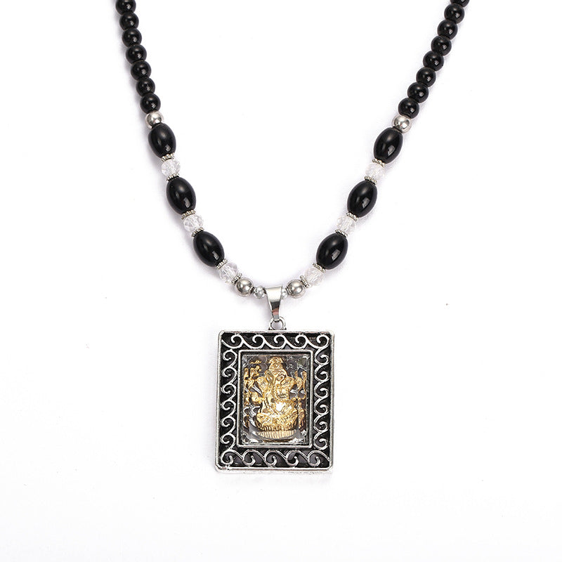 Ethnic Style Thailand Long Amulet Auspicious Elephant Necklace