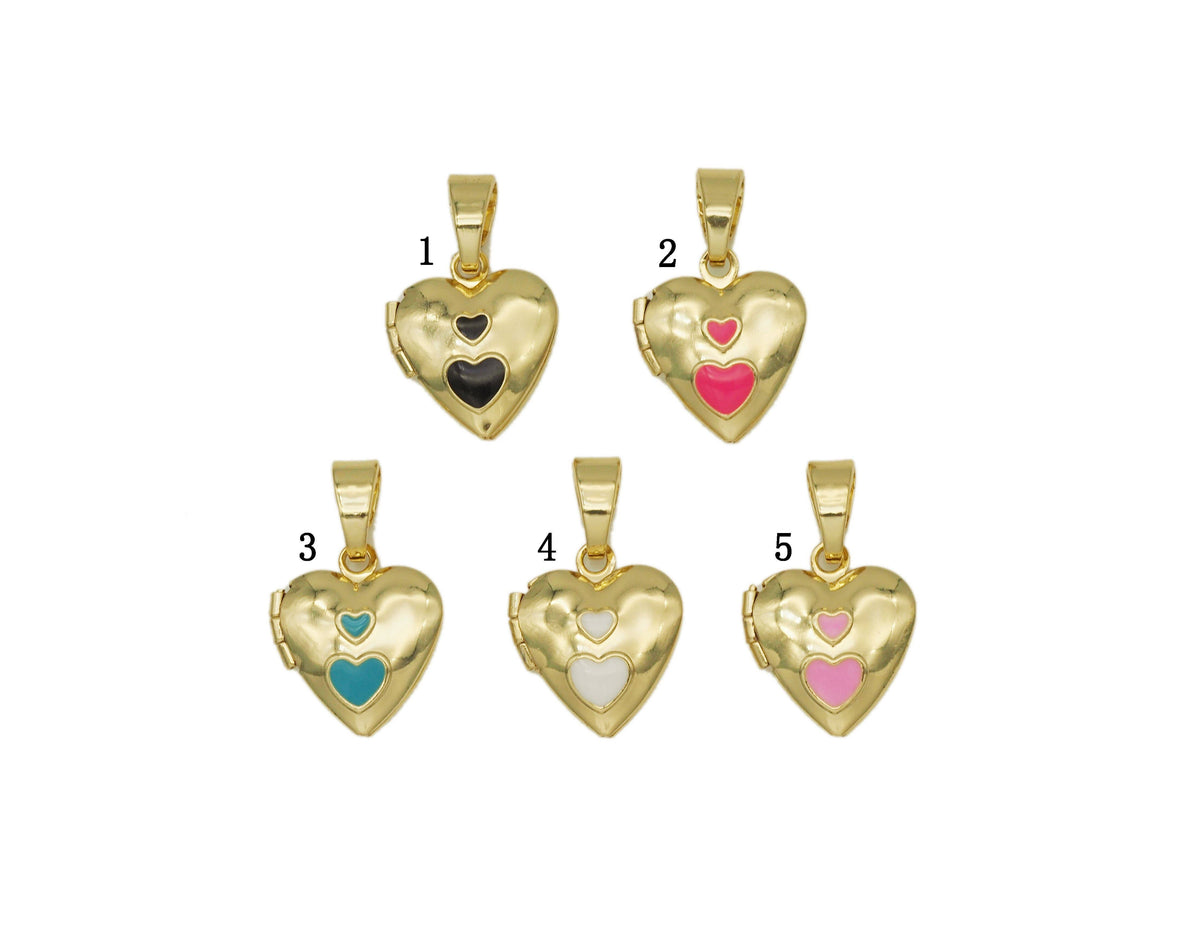Lockets Enamel Heart Pendant, Sku#FH187