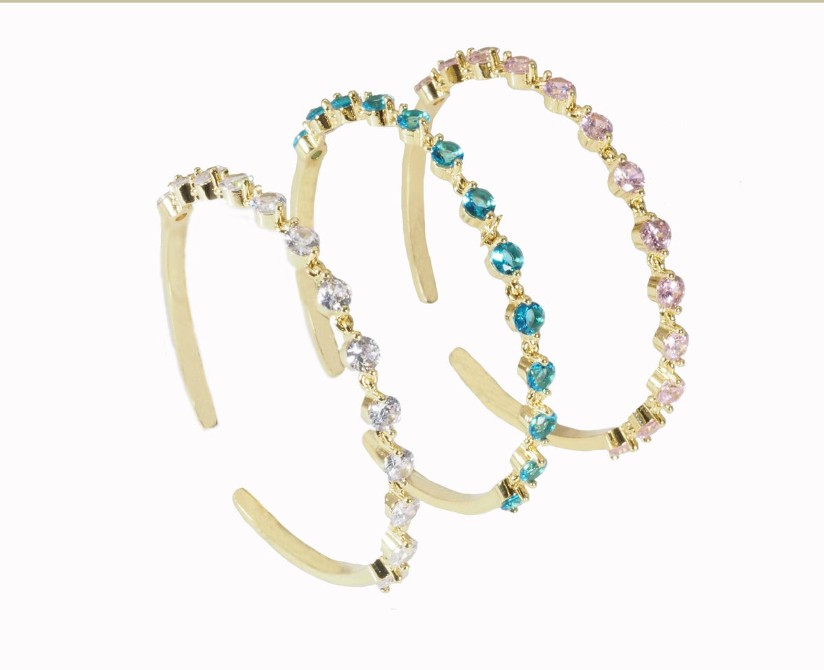 Colorful CZ Diamond Gold Adjustable Bracelet, Sku#LD374