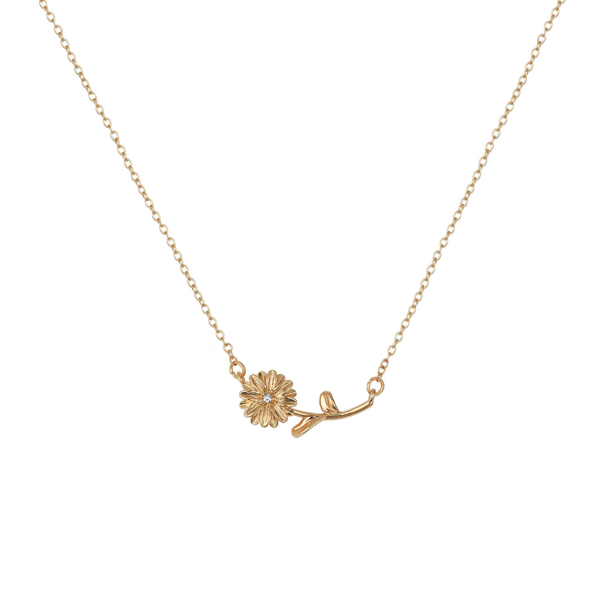 Three-dimensional Decoration Flower Pendant Necklace Gold-plated Sweater Chain