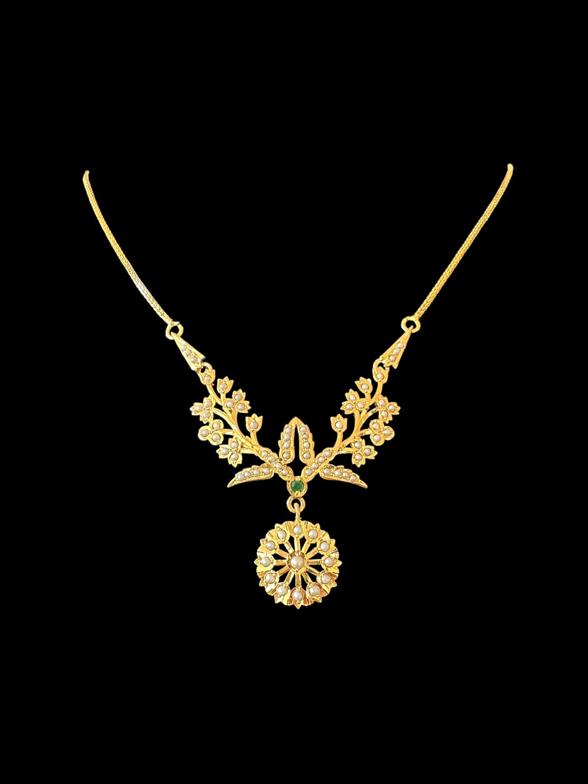 Gold plated silver necklace earrings set in fresh water pearls ( SHIPS IN 5 WEEKS )