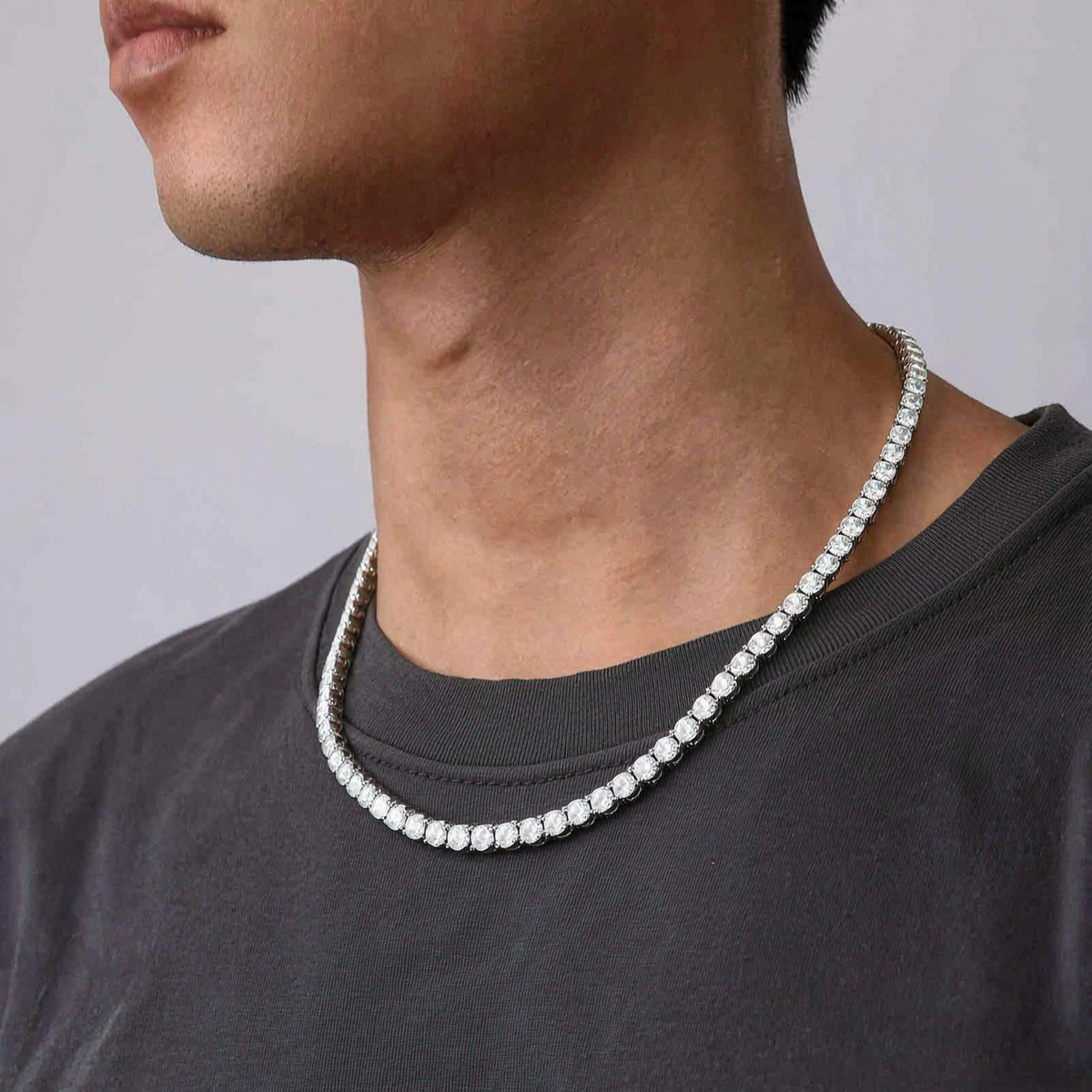 Hip Hop Iced Out Tennis Chain Necklaces, 18K Gold & White Gold Plated, 3–6mm CZ Iced Out Bling Jewelry, 16-24inch