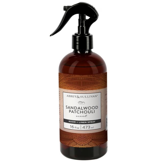 Abbey & Sullivan Odor Eliminating and Refreshing Linen and Room Spray, Sandalwood Patchouli, 16 oz