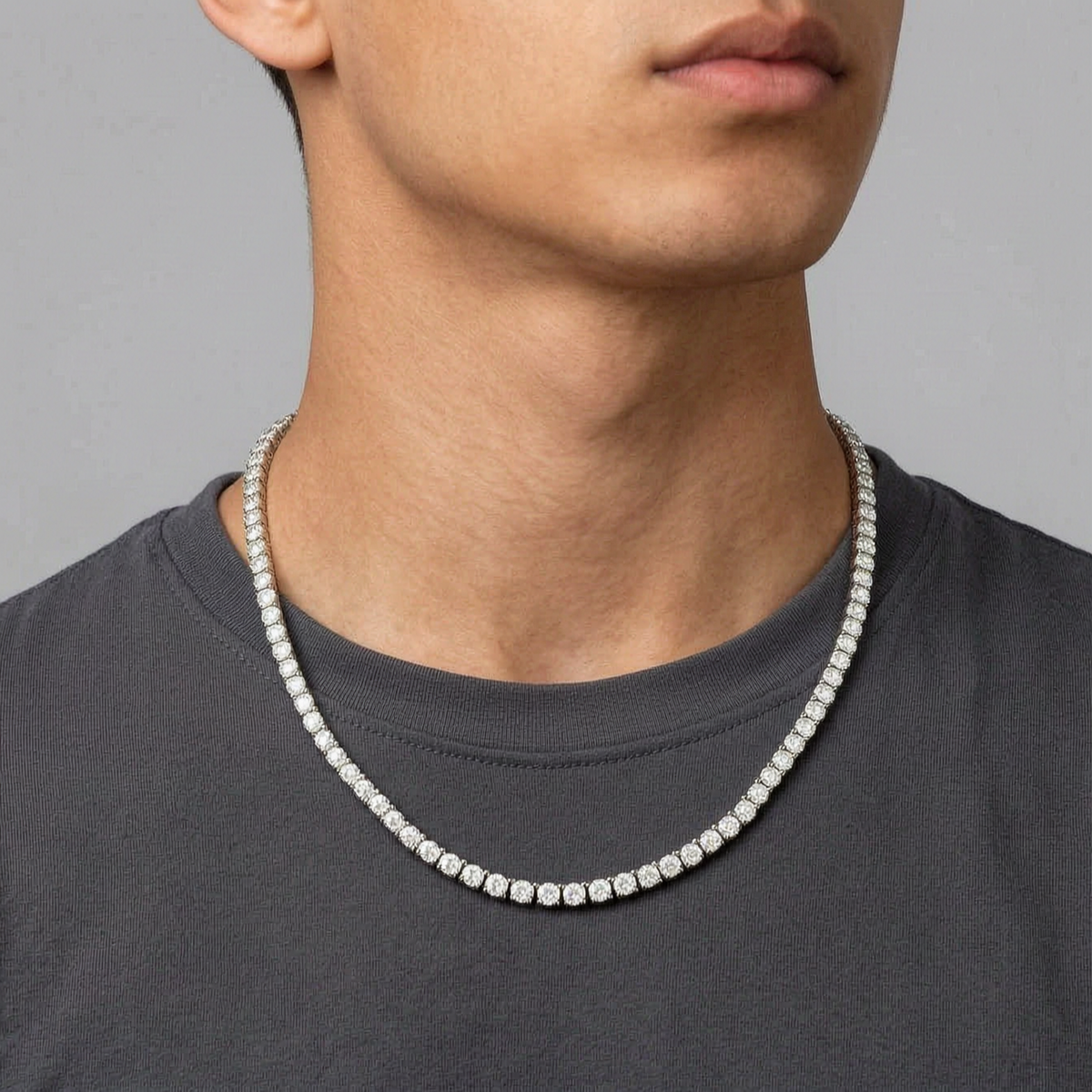 Hip Hop Iced Out Tennis Chain Necklaces, 18K Gold & White Gold Plated, 3–6mm CZ Iced Out Bling Jewelry, 16-24inch