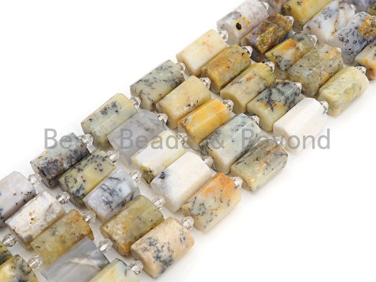 High Quality Natural Dentric Opal Cylinder Facted Beads, Natural Opal beads, 12x18mm, sku#U668