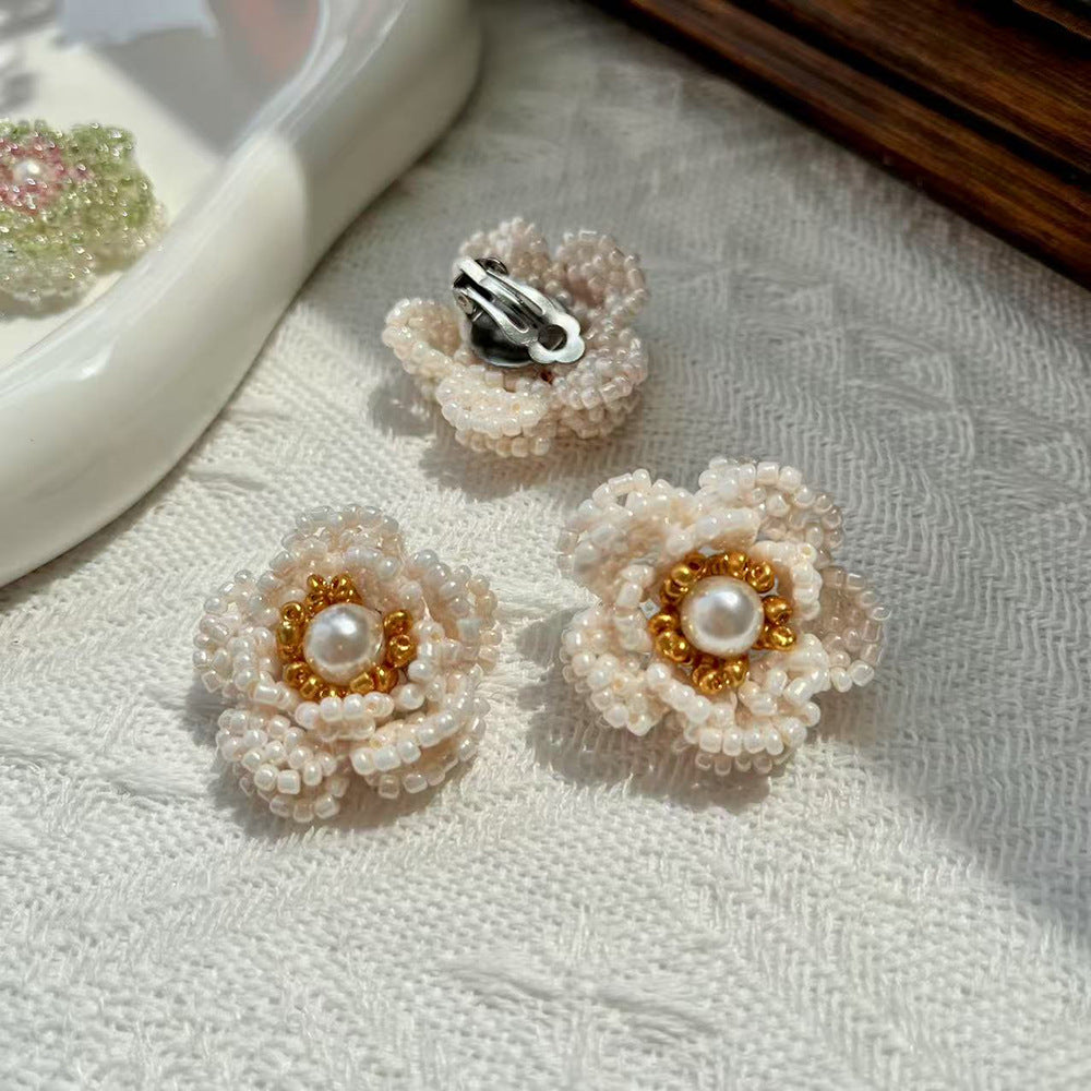 French-style Light-luxury Camellia Stud Earrings For Women