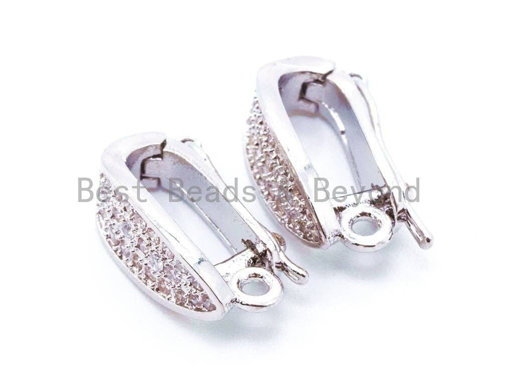 CZ Micro Pave Pendant Enhancer Bail, Gold, Silver Rhodium Plated, Fine Jewelry Bail,Pave Clasp, Pave Pendant Lock, Pendant Bail, sku#J9