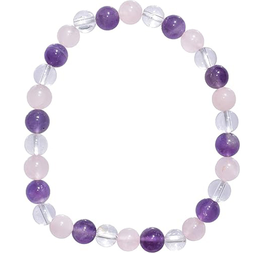 6mm Mixed-Color Stone Bead Elastic Bracelet For Women