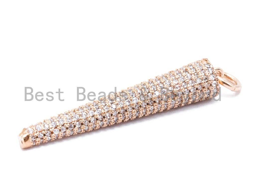 White CZ Micro Pave Spiking Necklace Pendant, Cubic Zirconia Spiking Pendant, 39mm, sku#F161