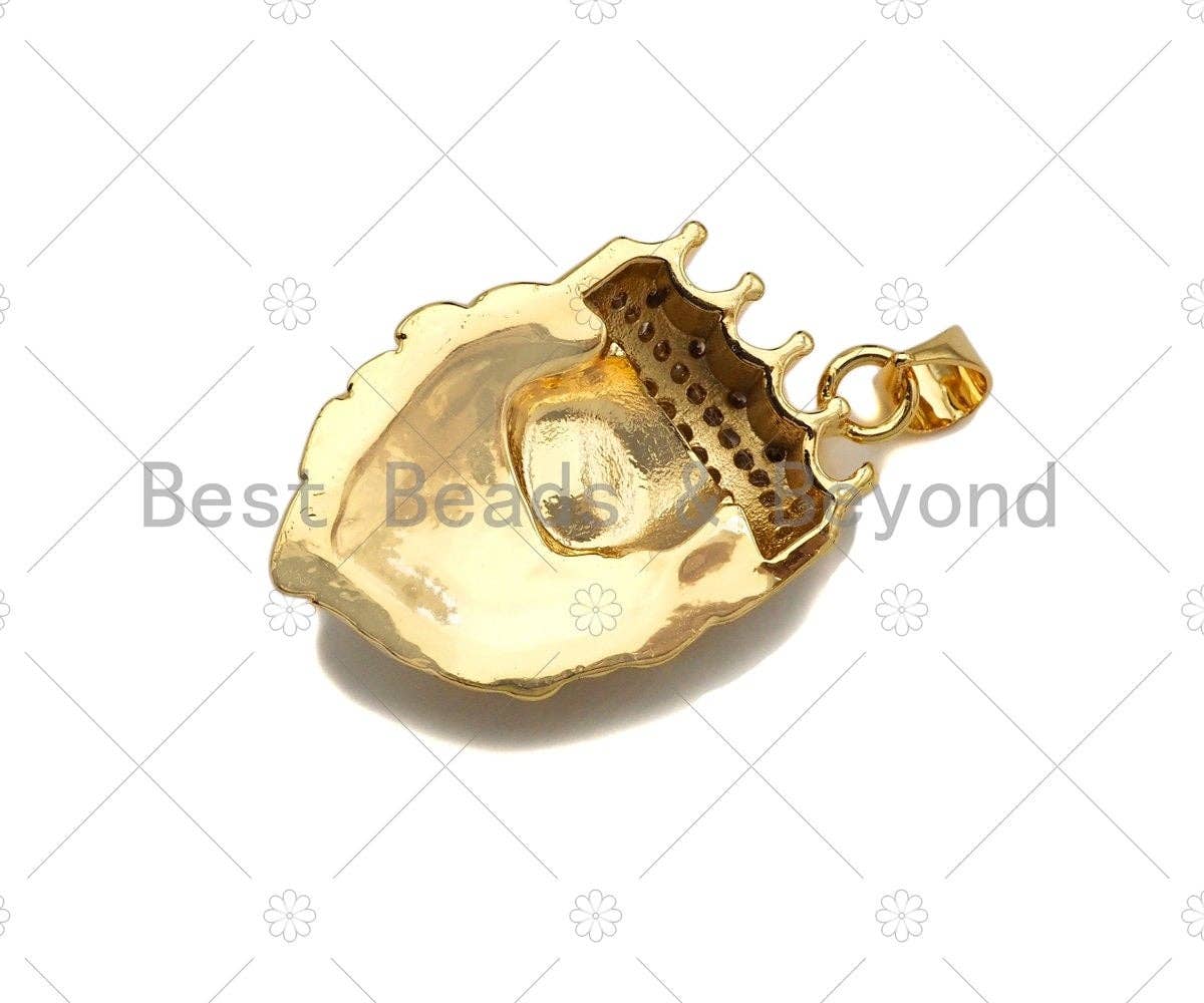 CZ Micro Pave Lion Head With Crown Shape Pendant/Charm,Cubic Zirconia Charm, Necklace Bracelet Charm Pendant, 18x29mm, sku#L419