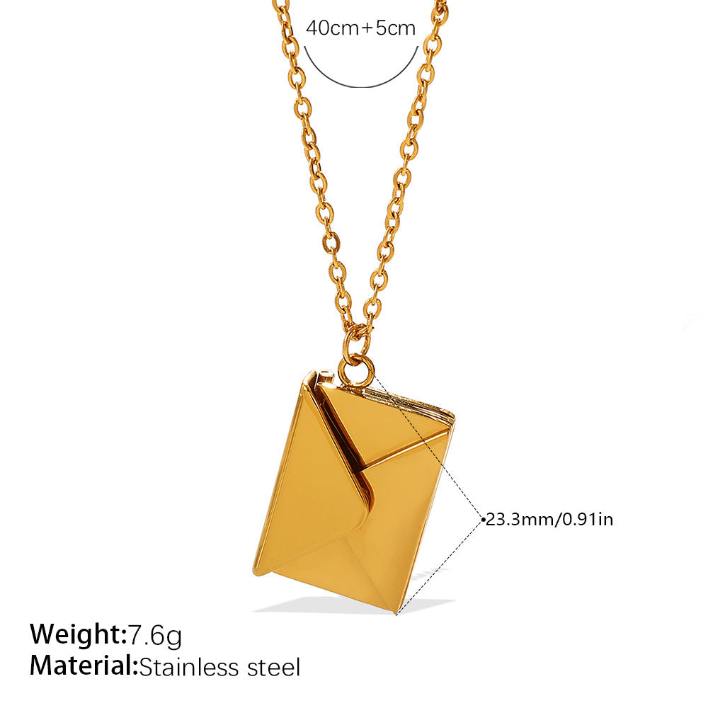 New Envelope Book Pendant Clavicle Necklace For Women, Minimalist Fashion Literary Style Necklace