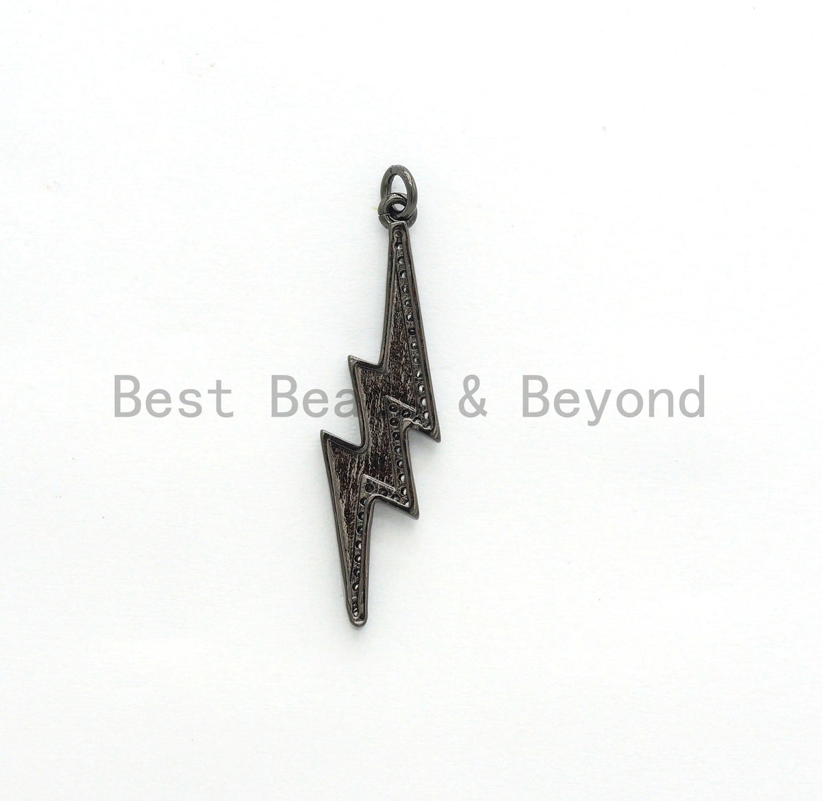 CZ Enamel Thunder Lightning Bolt Charm, Enamel CZ Pave lightning Sign Pendant, Pave Lightning Bolt Charm,  11x39mm, sku#F604