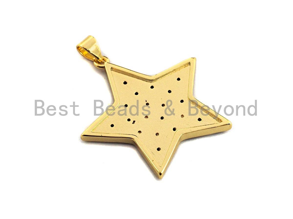 Enamel Colorful Five Star with colorful cz Pendant,CZ Micro Pave Oil Drop pendant,Enamel Jewelry,30x30mm,sku#F972C
