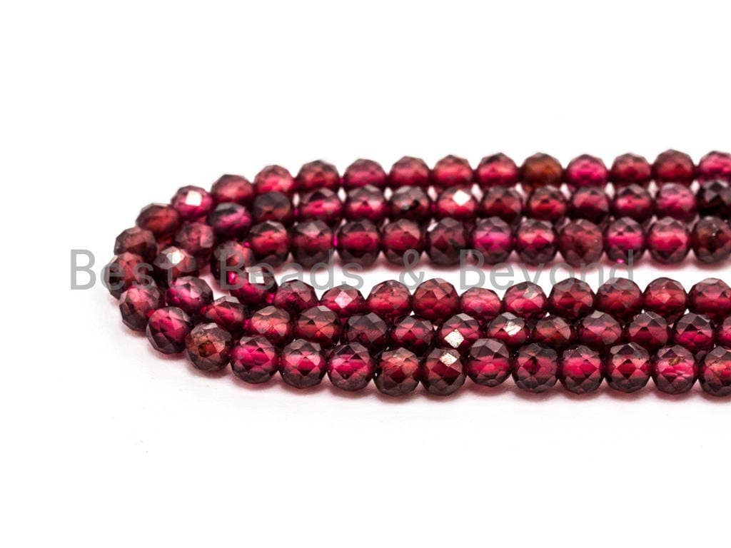 High Quality Natural Garnet Round Faceted beads, 2mm/3mm Tiny Sparkle Round Gemstone Beads, 15.5inch strand, SKU#U74