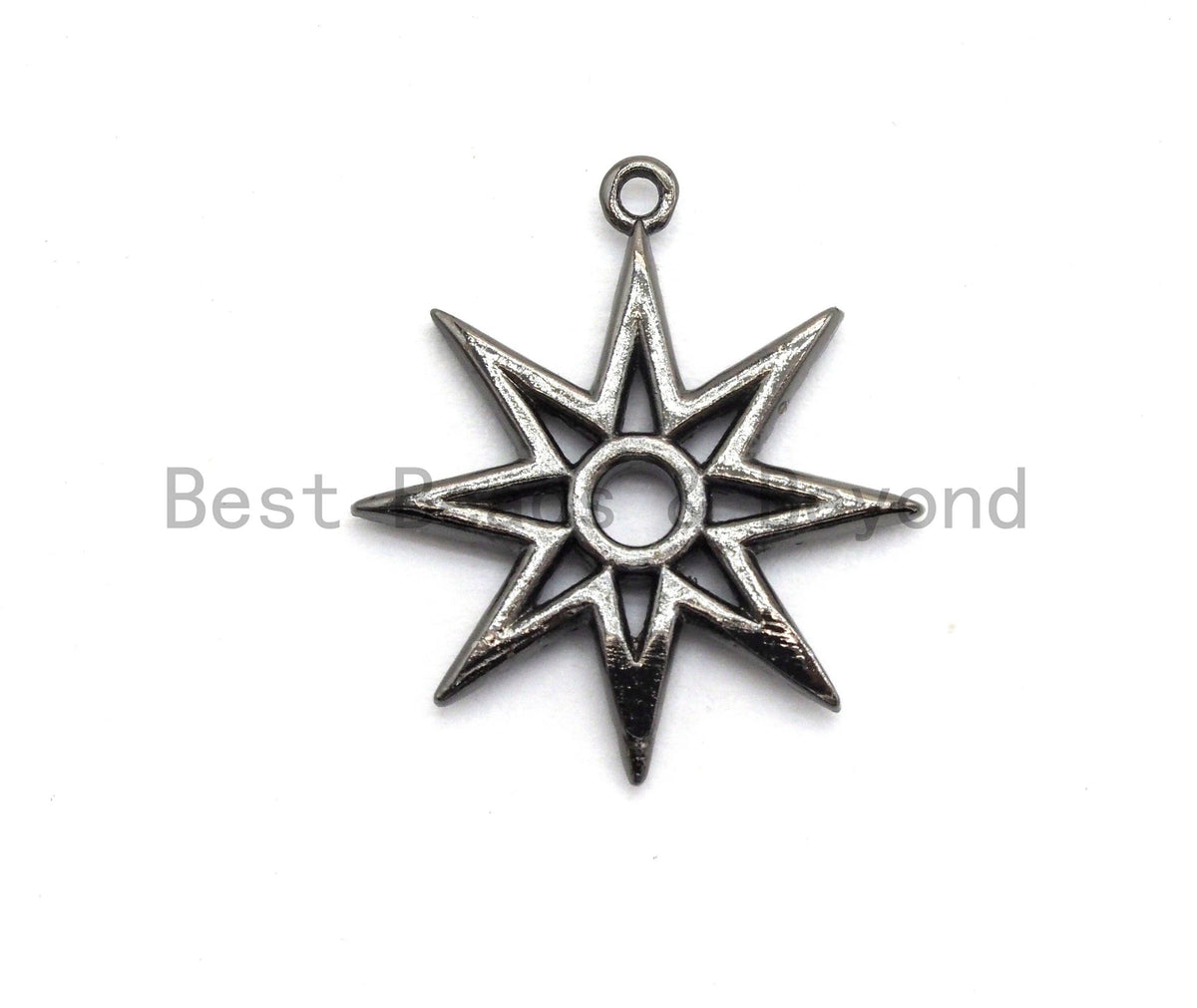 Black CZ Pave On Black Micro Pave Star Pendant/Charm,Cubic Zirconia Paved Charm, Necklace Bracelet Charm Pendant,19x21mm,1pc, sku#B99