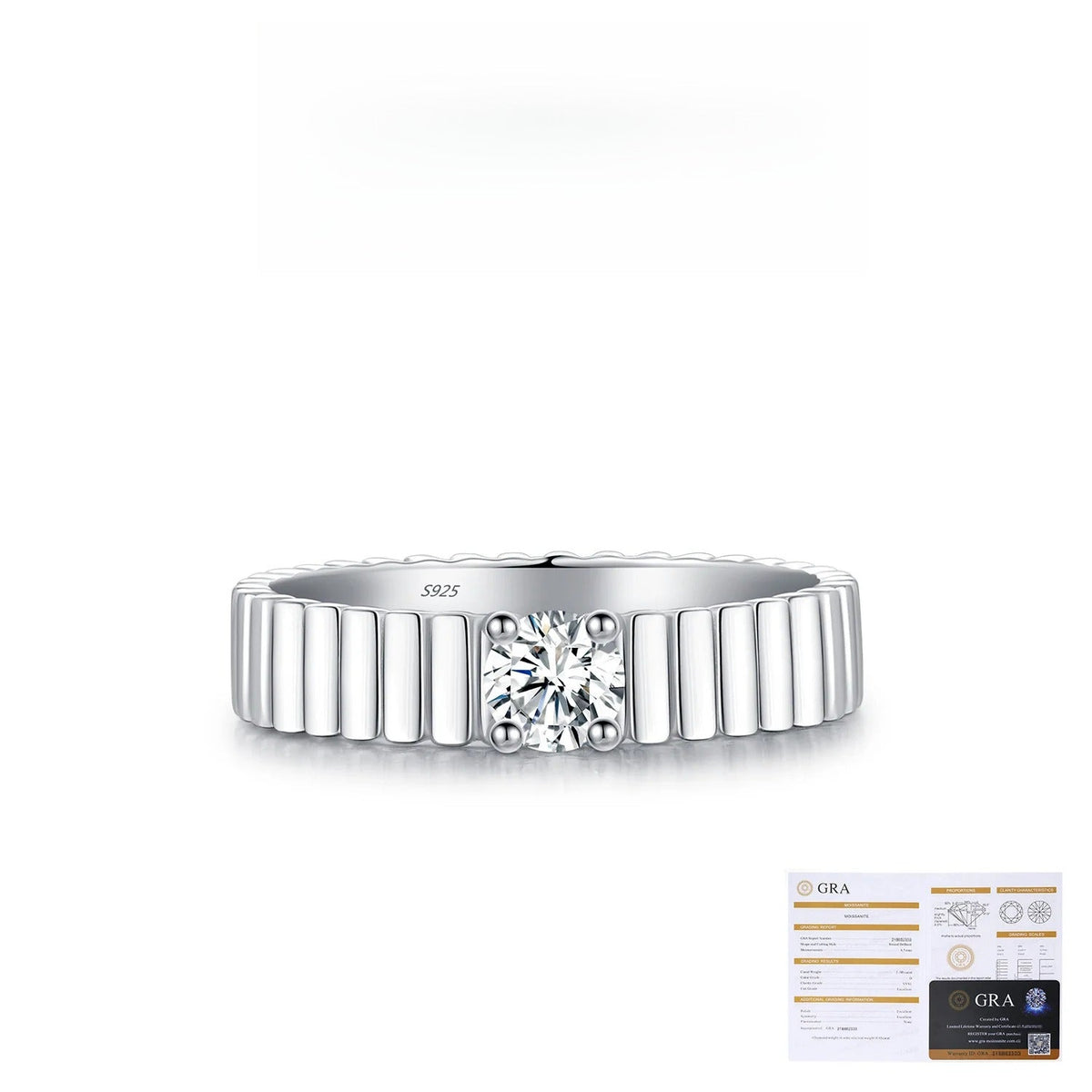 Geometric D-Color VVS1 Moissanite Engagement Ring in Sterling Silver – Minimalist Unisex Stackable Band