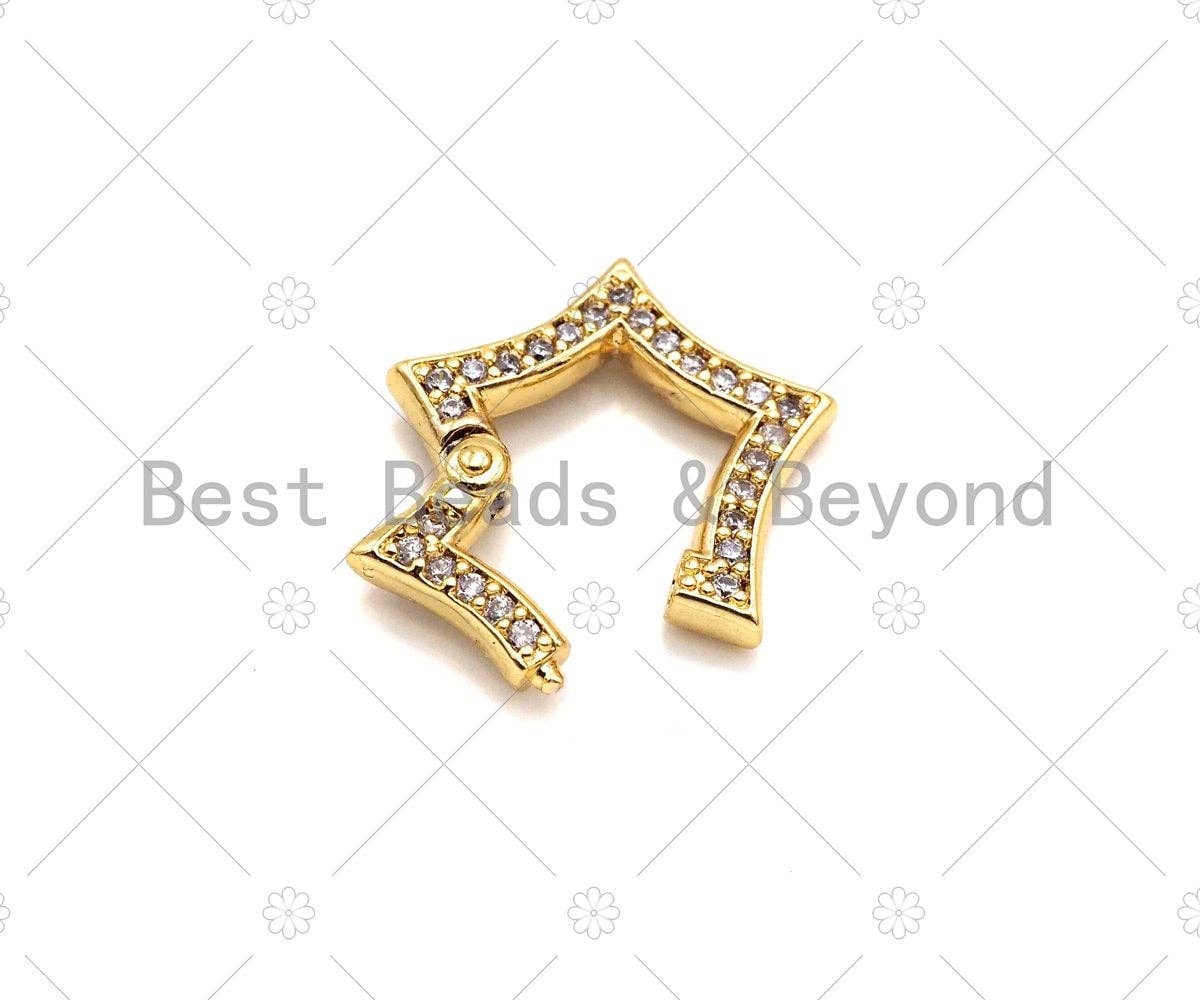 Spring Snap Double Sided CZ Micro Pave Star Push Clasp, Star Link Clasp, Connector Clasp, Star Lock, 15mm, sku#H324