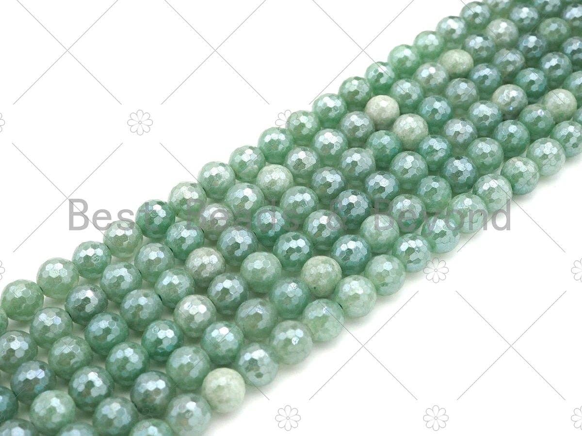 Mystic Plated Faceted Green Aventurine Beads,SKU#UA211c
