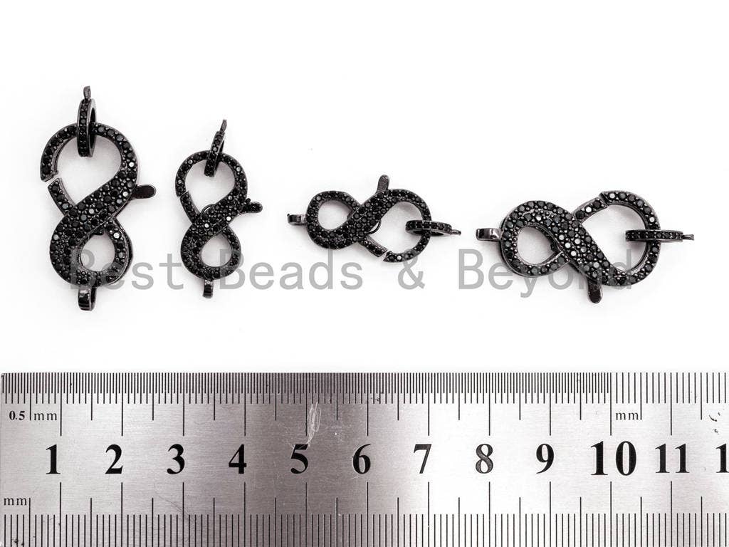 Black CZ Pave On Black Micro Pave Infinity "8" Shape Lobster Claw Clasp, Cubic Zirconia Clasp/Connector/Link, 12x24mm/16x30mm, sku#H110