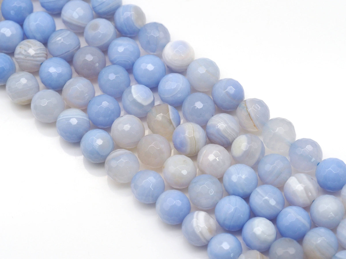 Quanlity Natural Blue Banded Agate Round Faceted Beads, Sku#UA285