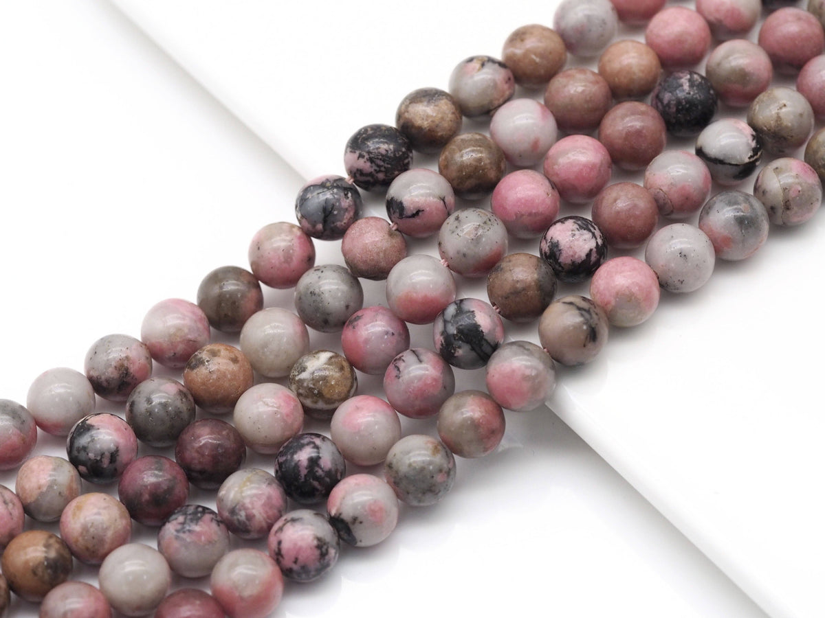Natural Chinese Rhodochrosite Round Smooth Beads, 8mm/10mm, Sku#U1392