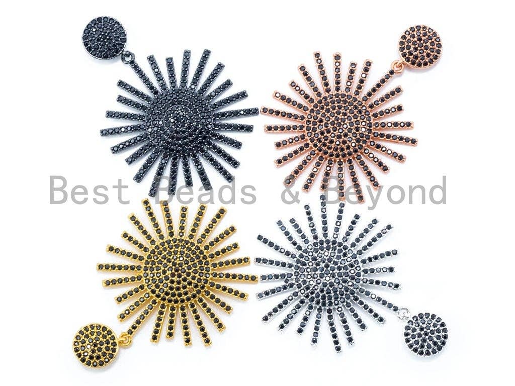CZ Black Rhodium Micro Pave Starburst Pendant,sku#L75