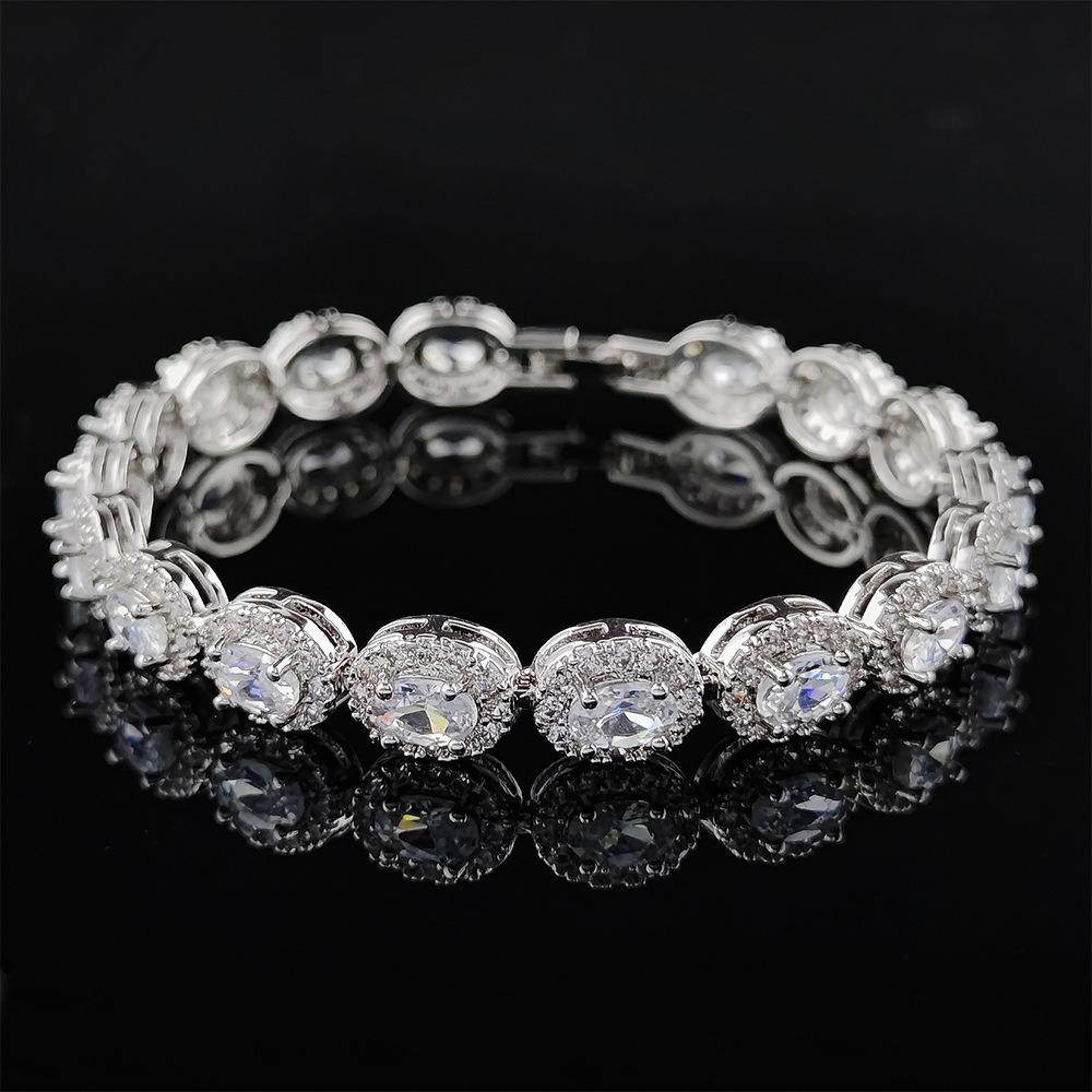 Colorful CZ Halo Tennis Chain Bracelet, Multicolor Gemstone Bridal Jewelry, Unique Pattern Gift for Her, Cubic Zirconia Bridesmaid Bracelet