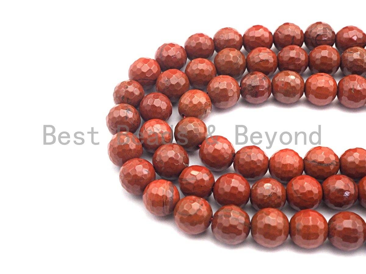Quality Natural Red Jasper, 6mm/8mm/10mm/12mm Round Faceted Jasper beads, 15.5" full strand, sku#U524