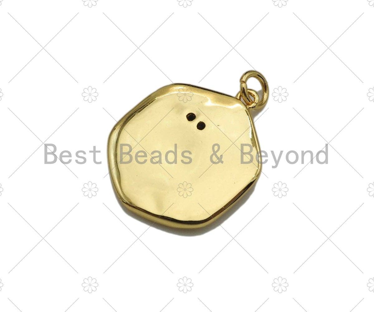 18k Dainty Gold Cute Bird On Round Coin Shape Charms,  Sku#F1317C