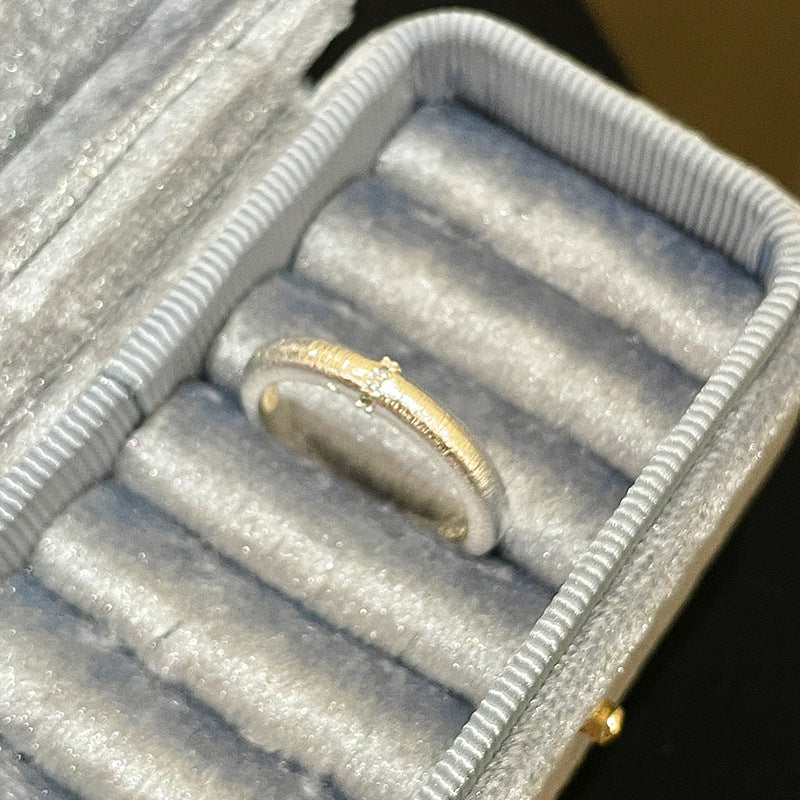 2026 New High-End Sparkling Zircon Brushed Open Ring For Women, Light Luxury Niche Index Finger Ring