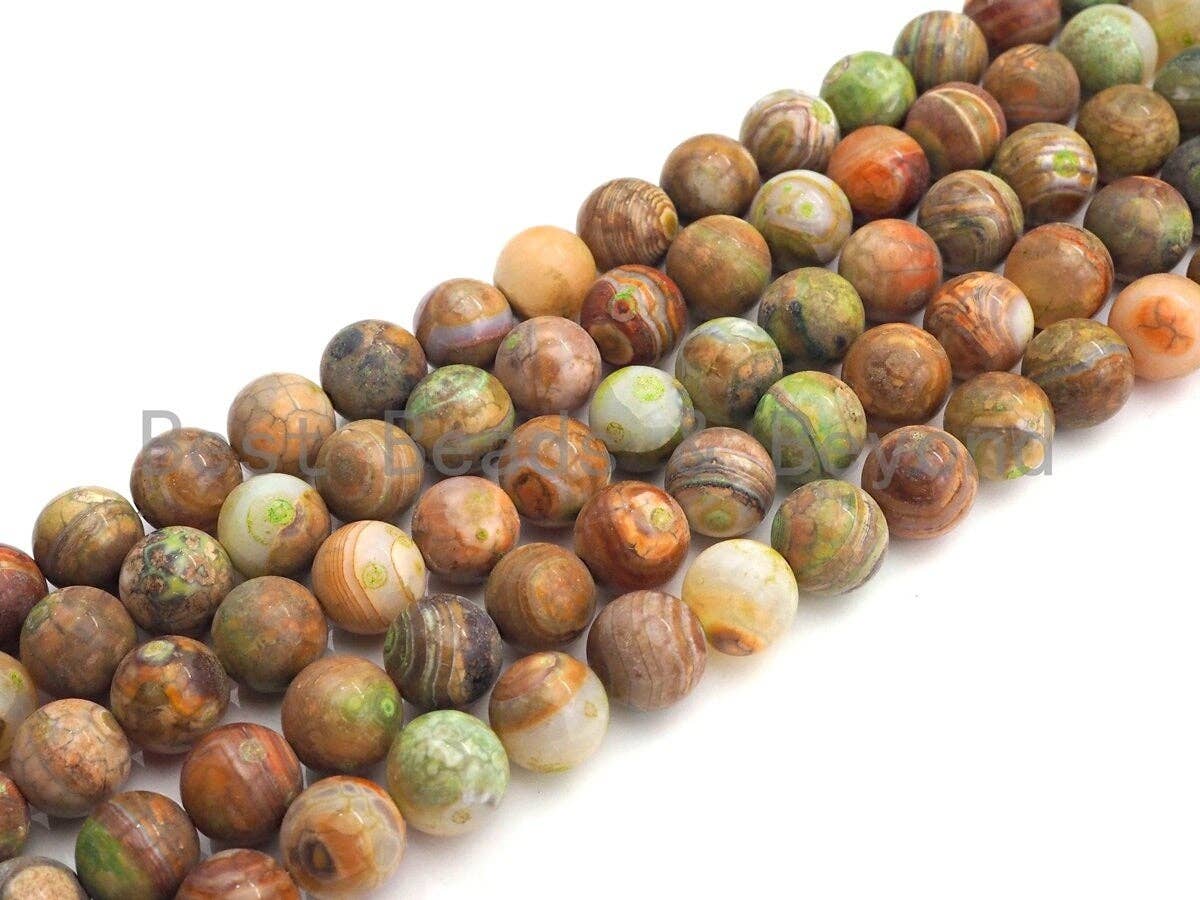 NEW COLOR!!! Natural Banded Agate Beads, 8mm/10mm Round Green Brown Agate, 15.5" Full Strand, sku#U853