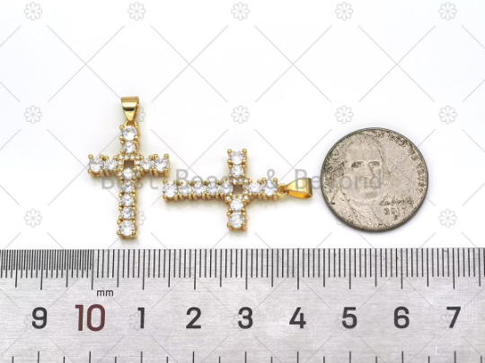 CZ Micro Pave Cross Shape Pendant, 18K Gold Filled Big CZ Cross Charm, Necklace Bracelet Charm Pendant, Sku#LK550