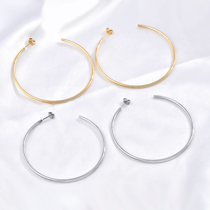 French-style Circular Titanium Steel Minimalist Elegant Earrings