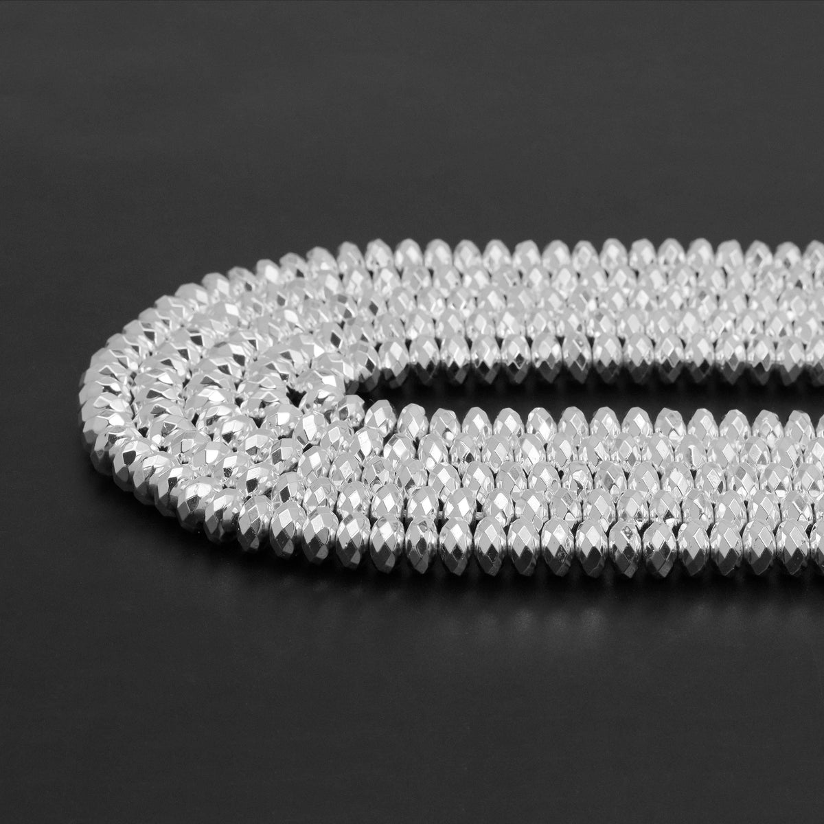 Bright Silver Hematite-1x2/2x3/2x4/3x6/3x8/6x10mm Rondelle Smooth /Faceted , SKU#S3