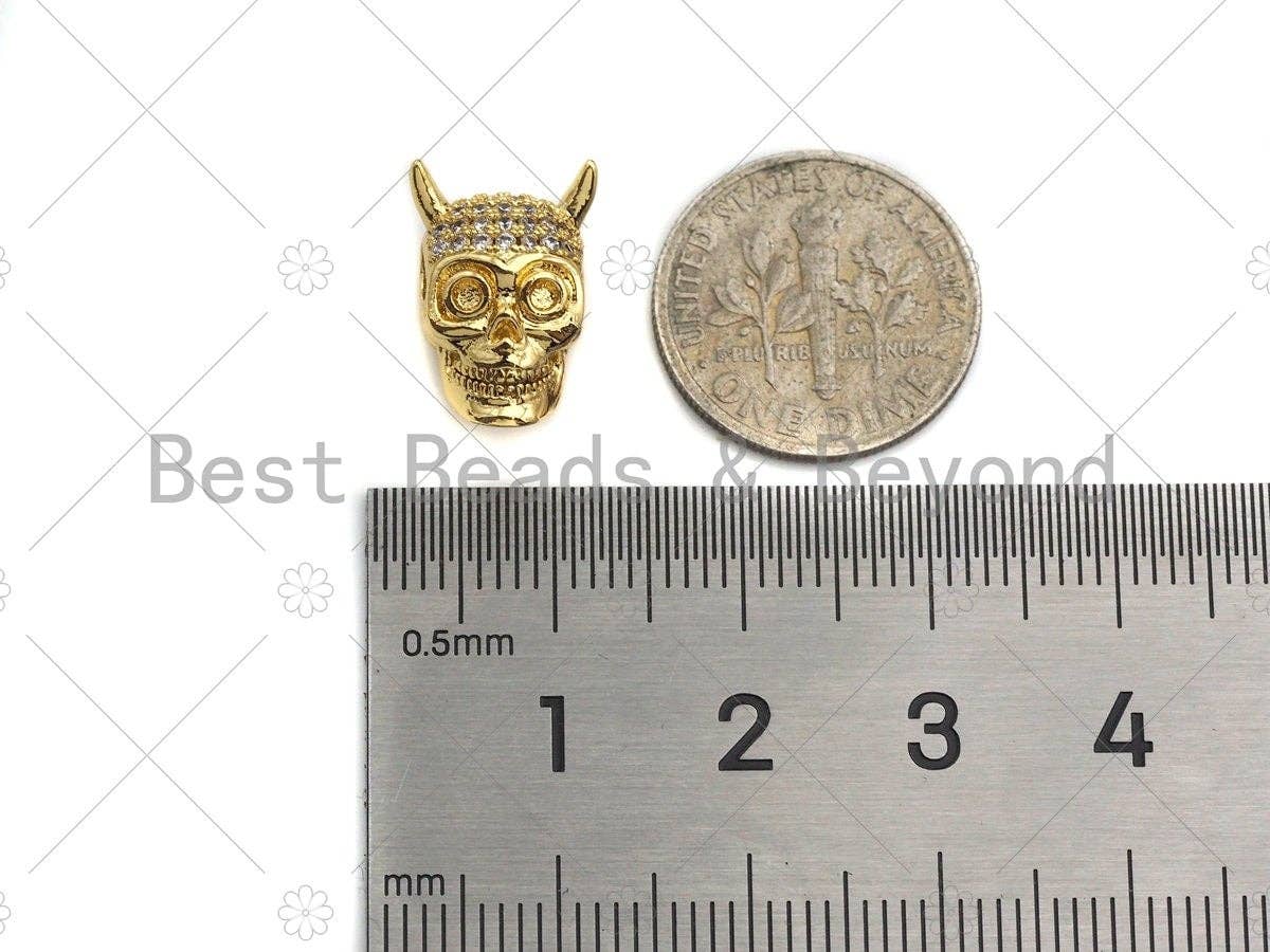 CZ  Micro Pave Skull Spacer Beads, Micro Pave Cubic ZirconiaBeads, Monster Head Beads, Large Hole Beads, Men's Jewelry Findings, sku#LK93