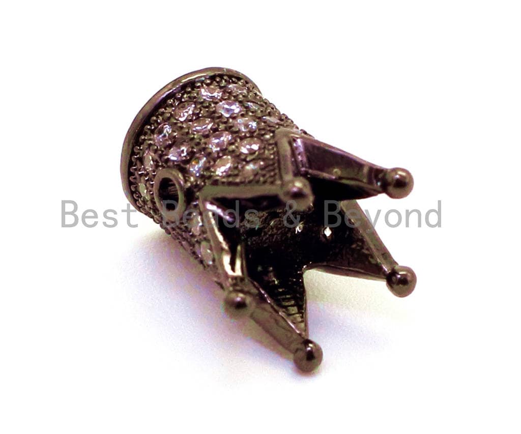 CZ Royal Crown Clear Micro Pave Beads, Cubic Zirconia Crown Spacer Beads, Pave Beads, 10x8mm, sku#G115