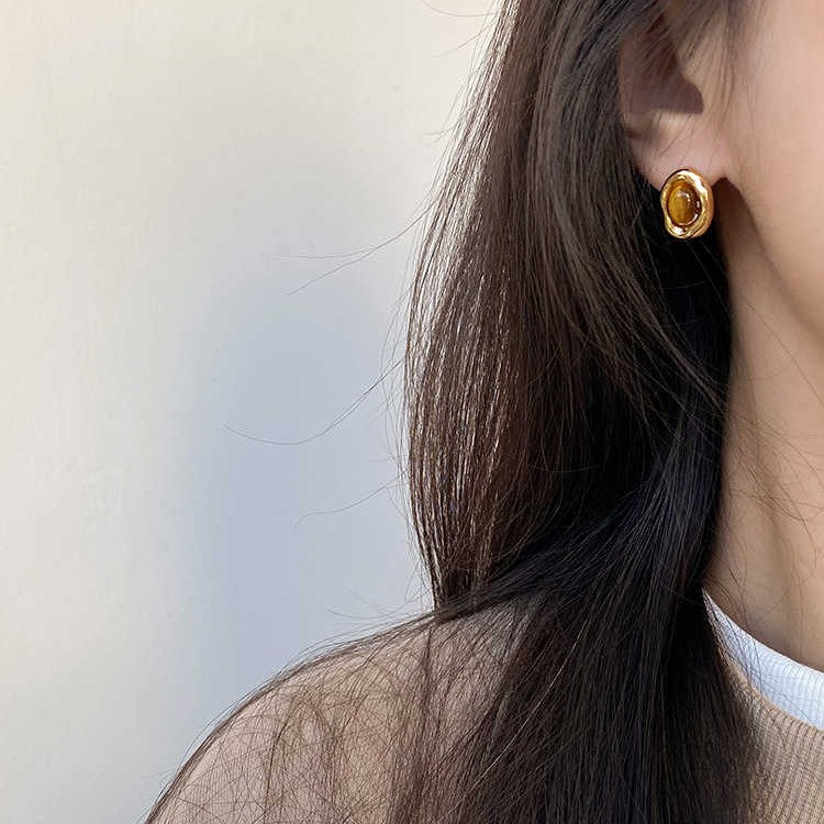 Caramel Chestnut 925 Sterling Silver Maillard Reaction Geometric Earrings