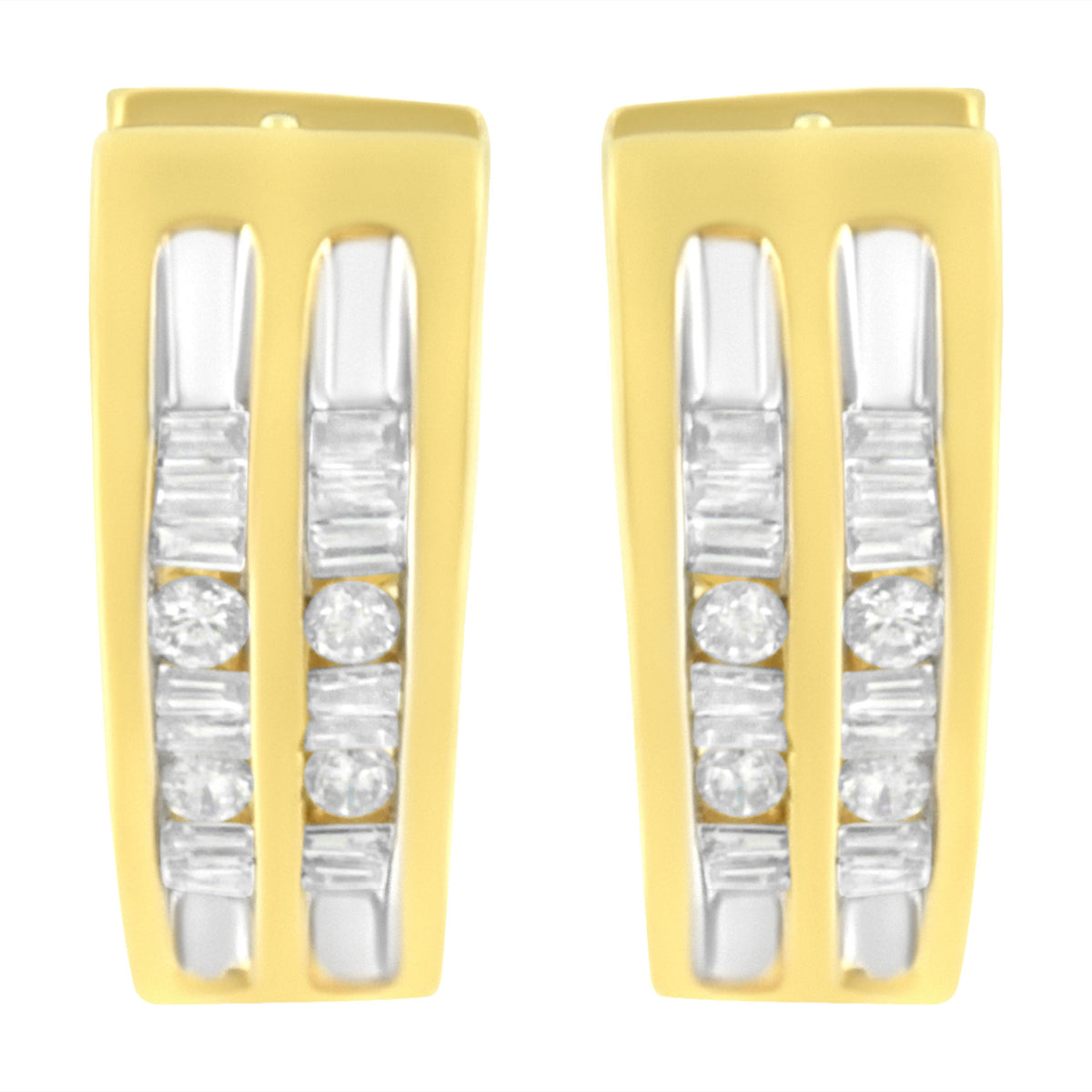 10K Yellow Gold 1/2 cttw Diamond Huggy Heart Hoop Earrings (I-J Clarity, I2-I3 Color)
