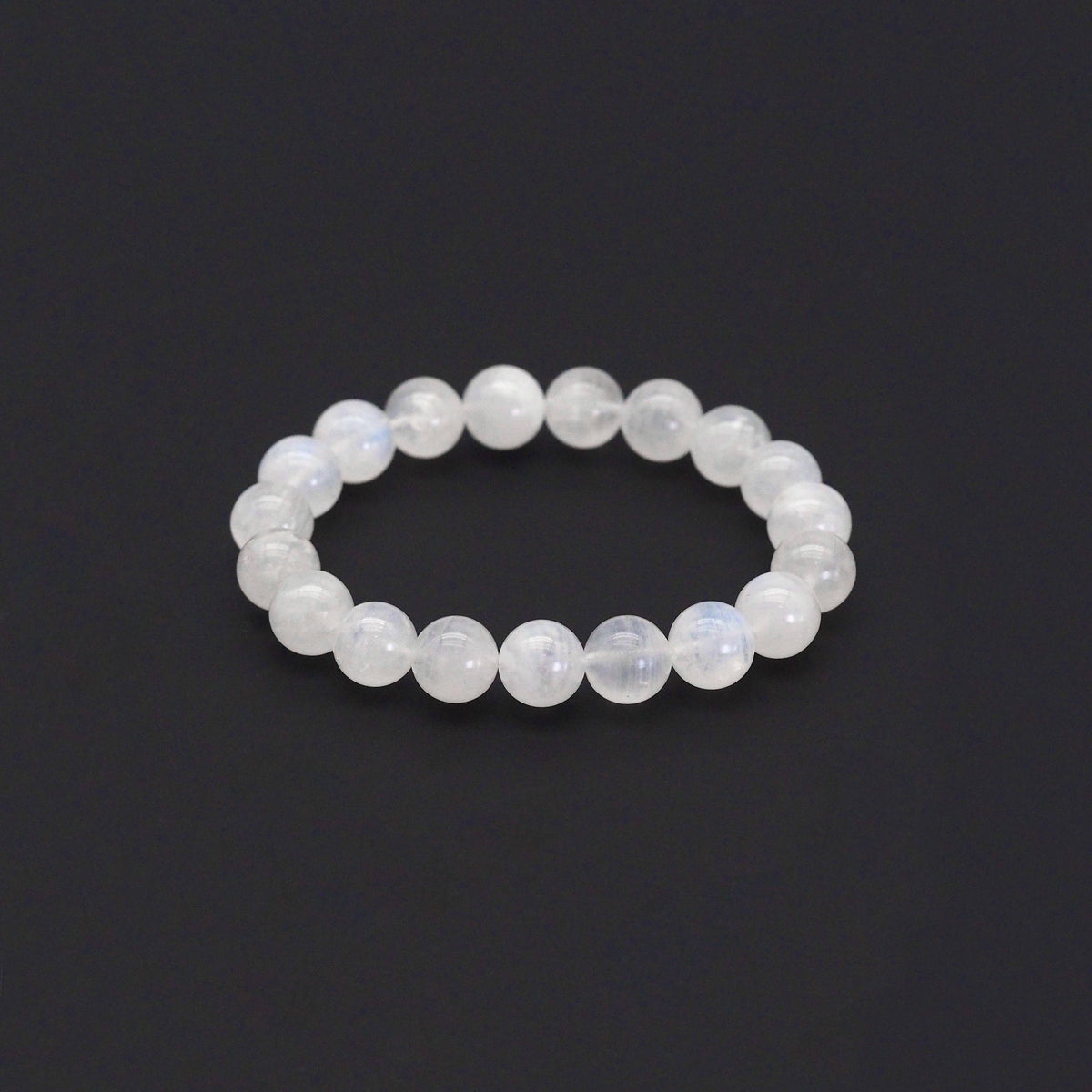 Genuine Blue Moonstone Round Stretchy Bracelet, Sku#U1762