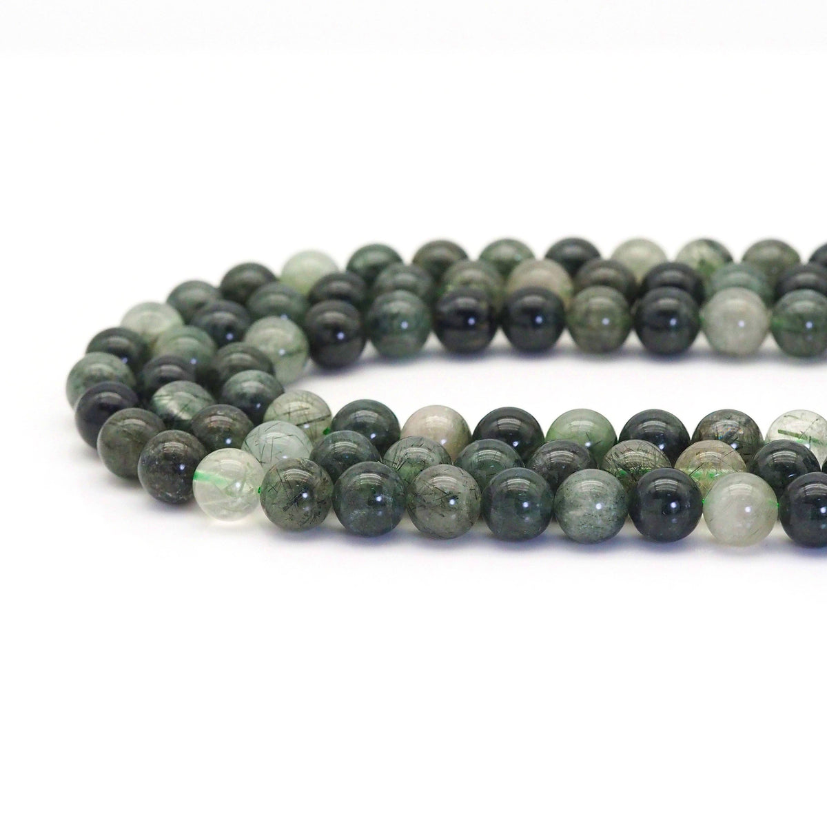 Green Tourmalated Quartz, 6mm/8mm/10mm, Sku#U1638