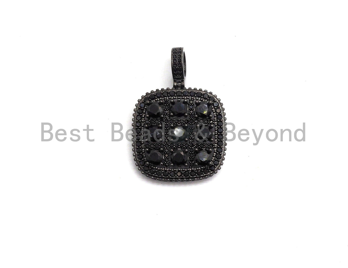 CZ Micro Pave Shiny Square Pendant/Charm, Cubic Zirconia Paved Charm, Filigree Necklace Bracelet Charm Pendant,28x28mm,sku#F636