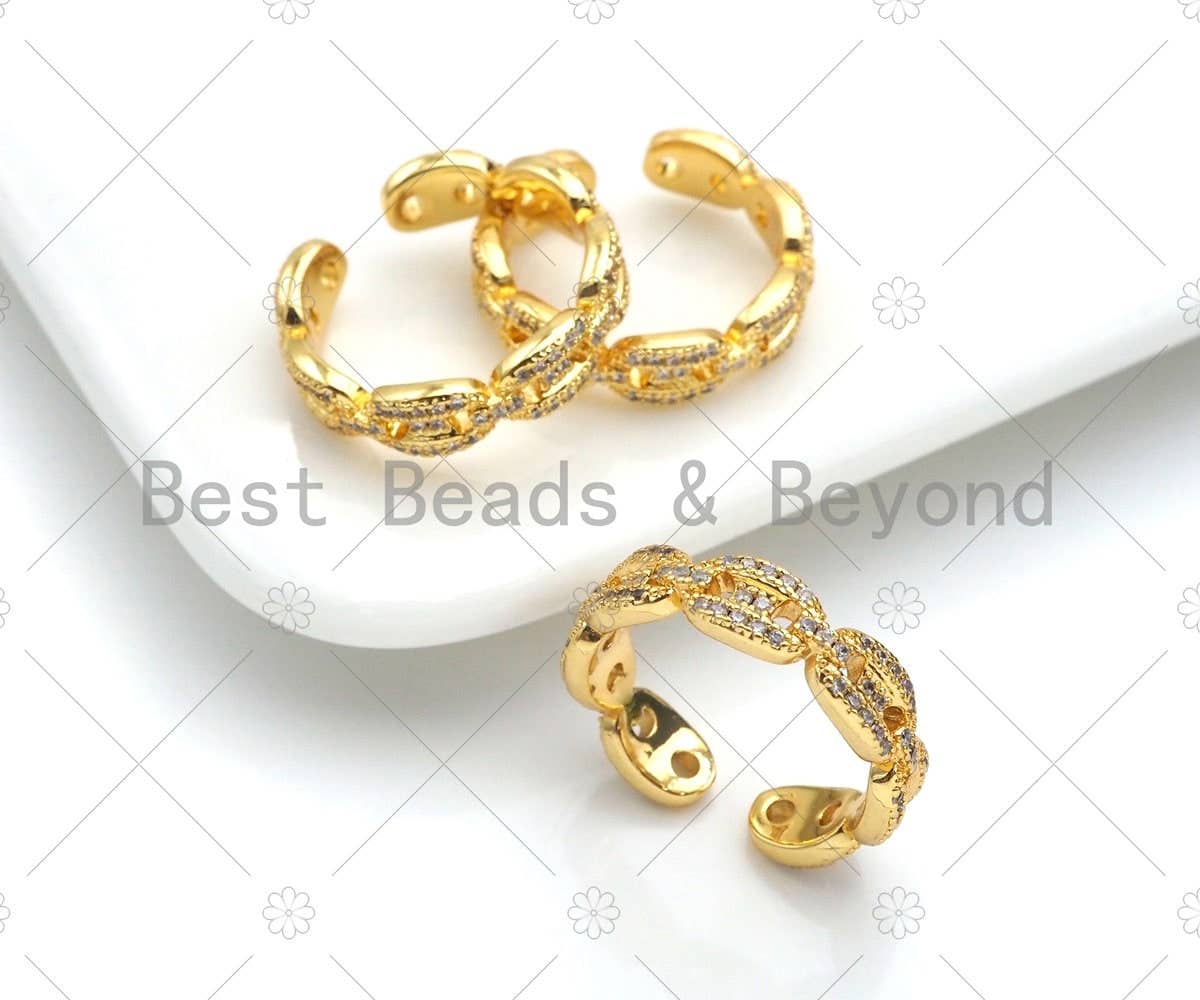 CZ Pave Mariner Link Ring, Stackable Ring, sku#LD49